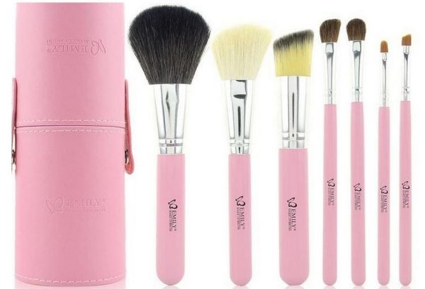 Kit 7 Pincéis Emily Makeup - Rosa (PRONTA ENTREGA)